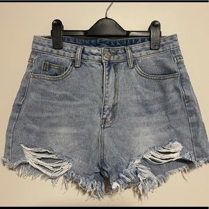 Ripped jean shorts